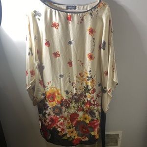 Allen B by Allen Schwartz Size 10 Kimono Large Sleeves Silk Floral Material